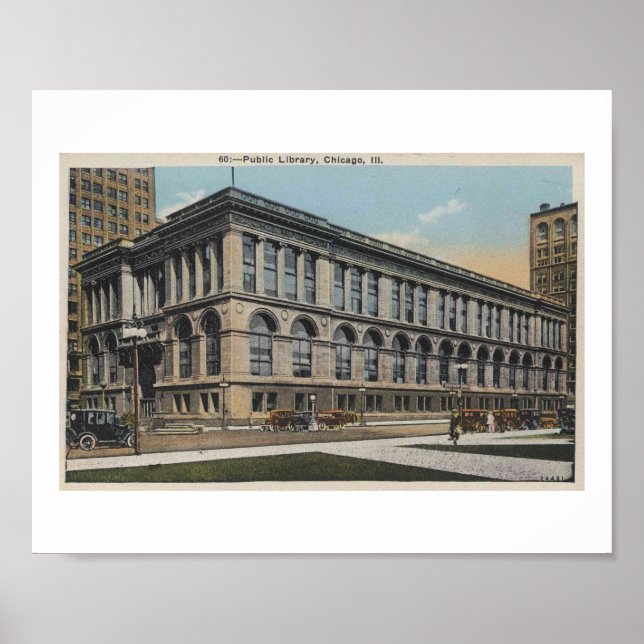 Affiche Chicago Illinois, Bibliothèque publique, années 19 (Devant)