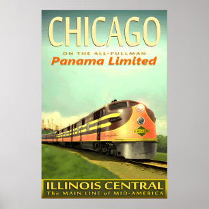 Affiche CHICAGO Illinois Central Railroad PANAMA Limited