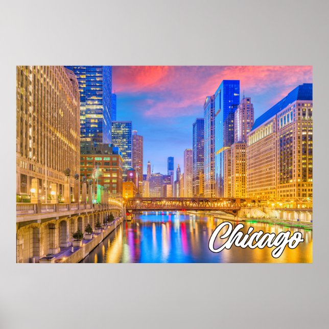 Affiche Chicago, Illinois, États-Unis (Devant)