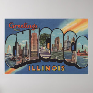 Affiche Chicago, Illinois - Grandes Lettres Scènes 2