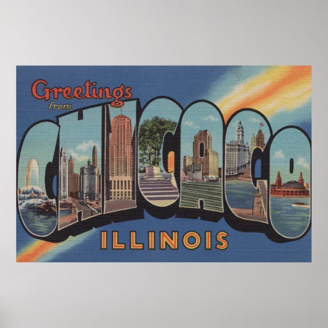 Affiche Chicago, Illinois - Grandes Lettres Scènes 2 (Devant)