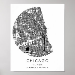Affiche Chicago Illinois Minimal moderne Circle Street Car