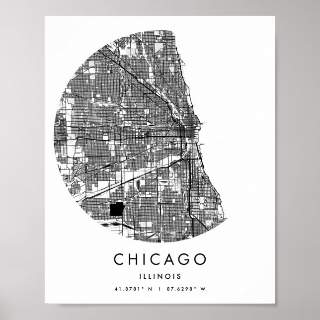Affiche Chicago Illinois Minimal moderne Circle Street Car (Devant)
