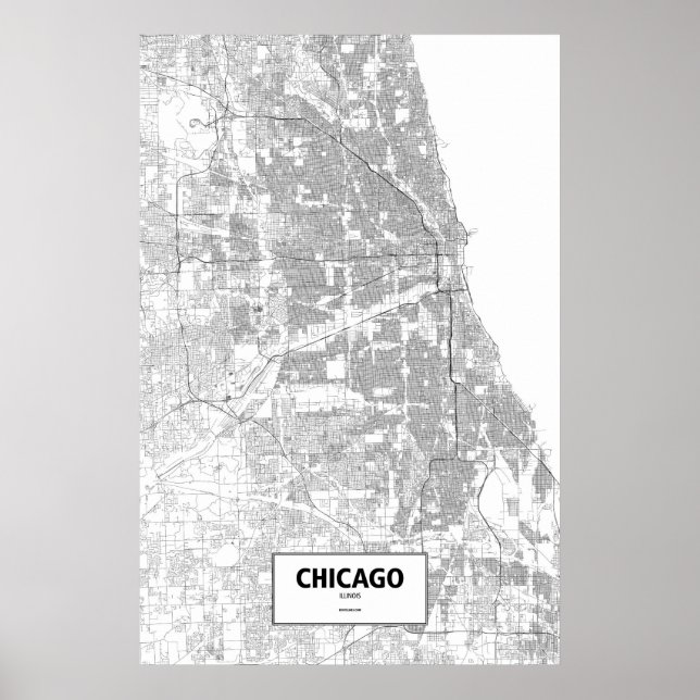 Affiche Chicago, Illinois (noir sur blanc) (Devant)
