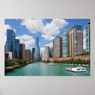Affiche Chicago Illinois River Skyline