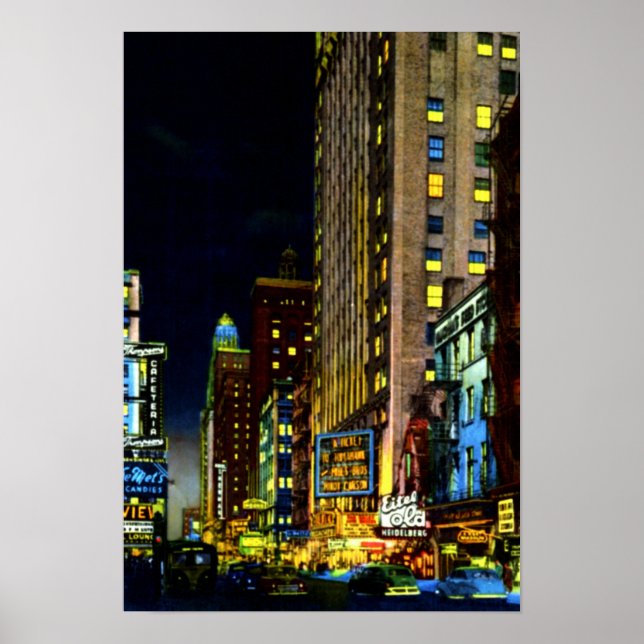 Affiche Chicago Illinois Street View la nuit (Devant)
