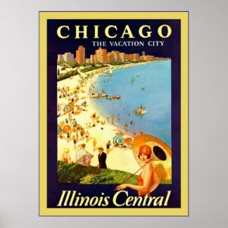 Affiche Chicago ~ La ville de vacances ~ Vintage voyage