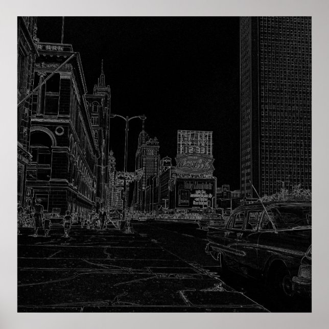 Affiche Chicago Michigan Avenue Les arêtes brillantes des  (Devant)