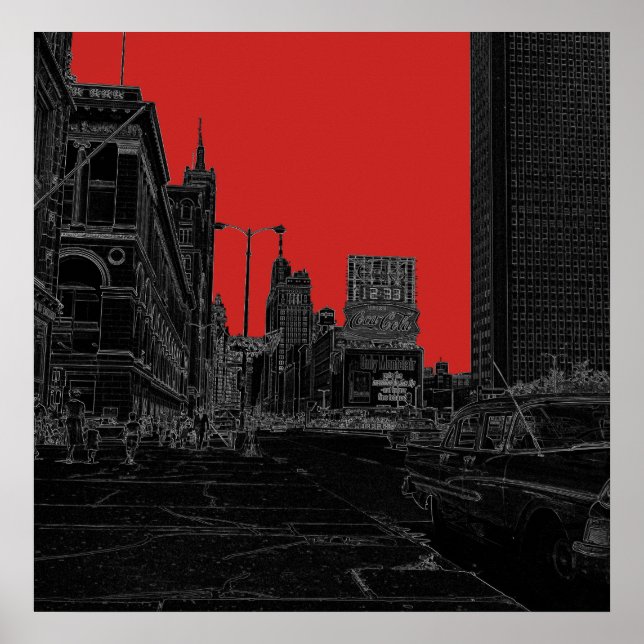 Affiche Chicago Michigan Avenue Les arêtes brillantes des  (Devant)