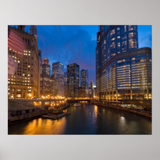 Affiche Chicago River La Nuit