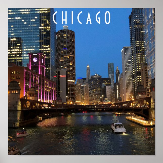 Affiche Chicago River la nuit (Devant)