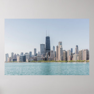 Affiche Chicago Skyline Avec Le Lac Michigan
