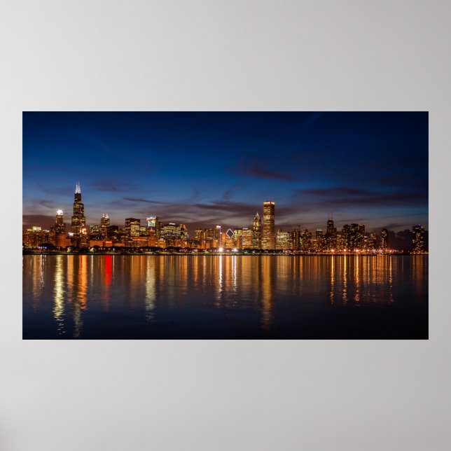 Affiche Chicago Skyline La Nuit (Devant)
