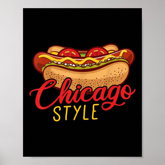 Affiche Chicago Style Best Hot Dog Cadeau Hotdog (Devant)