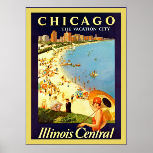Affiche Chicago ~ The Vacation City ~ Vintage Travel