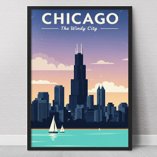 Affiche Chicago The Windy City Vintage
