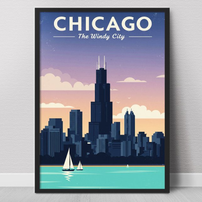 Affiche Chicago The Windy City Vintage (Créateur téléchargé)