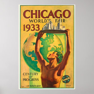 Affiche Chicago USA Amérique Foire Mondiale Voyage Vintage