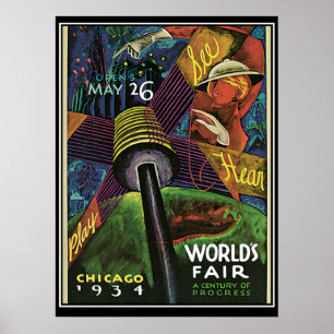 Affiche Chicago Worlds Fair 1934 Vintage Print