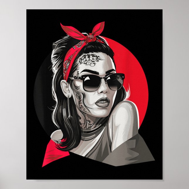 Affiche Chicano Chicana La Raza Barrio Tatouage Art Décès  (Devant)