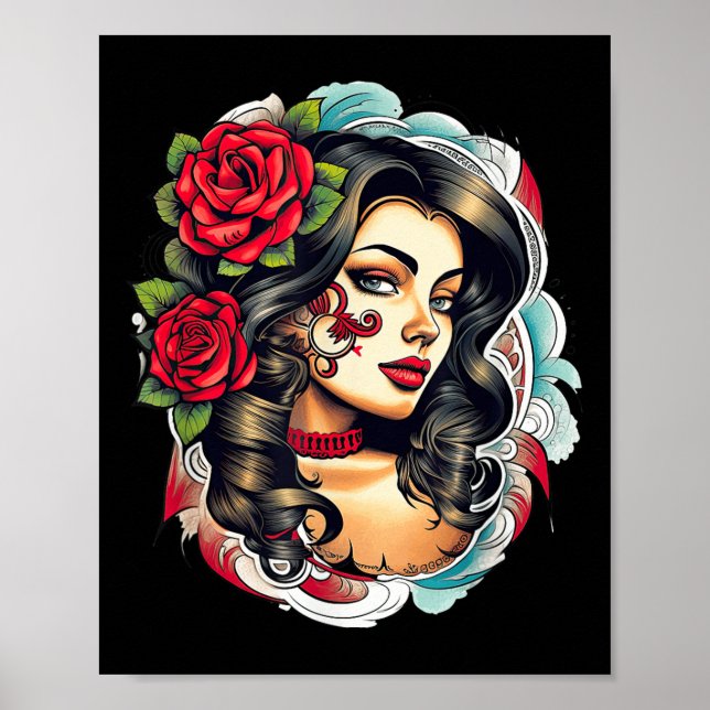 Affiche Chicano Chicana La Raza Barrio Tatouage Art Décès (Devant)