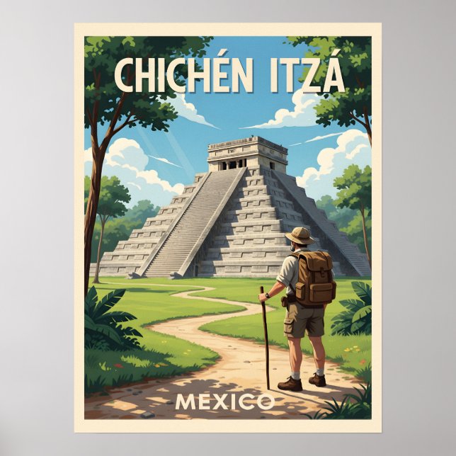 Affiche Chichén Itzá Mexique – Temple de Kukulcán (Devant)
