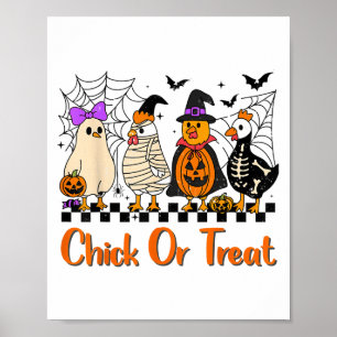 Affiche Chick De Poulet Ou Traite Drôle Costume Halloween