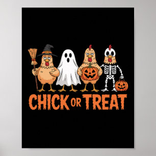 Affiche Chick Or Treat Drôle de costume de poulet d'Hallow
