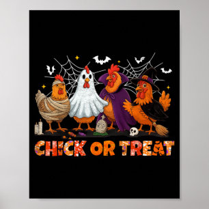 Affiche Chick Or Treat Halloween Sorcière Boo Épouvantail 