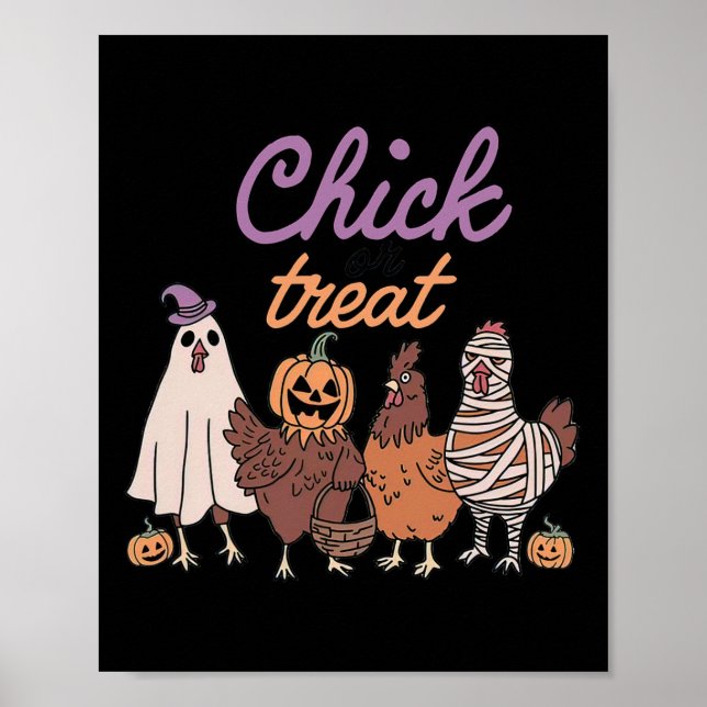 Affiche Chick Ou Traitez Halloween Drôle Pour Les Amateurs (Devant)