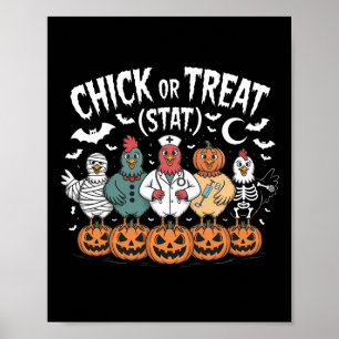 Affiche Chick Ou Treat Nurse Drôle Halloween Pour Poulets