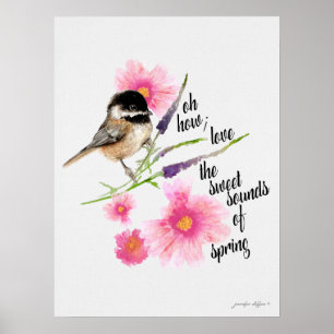 Affiche Chickadee Black Capped Aquarelle Avec Dit