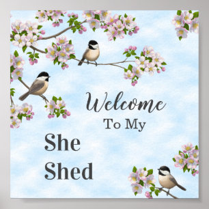 Affiche Chickadees & Fleurs de pomme Elle Shop Personnalis