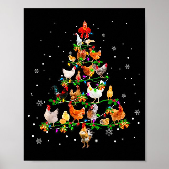 Affiche Chicken Christmas Tree Ornament Decor Xmas  (Devant)