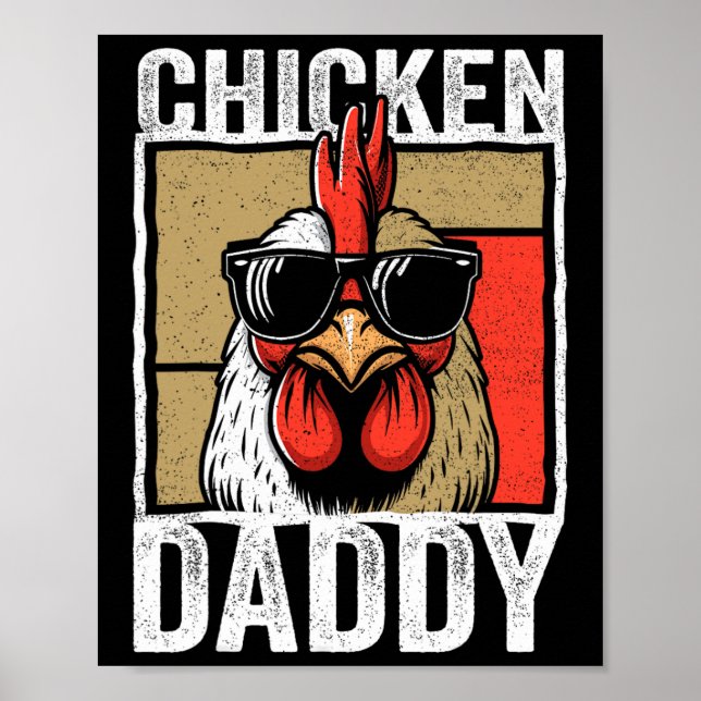 Affiche Chicken Daddy Rooster Farmer Drôle Fête des pères  (Devant)
