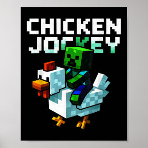Affiche Chicken Drôle Jockey Zombie Pixel Art Gamer Chemis