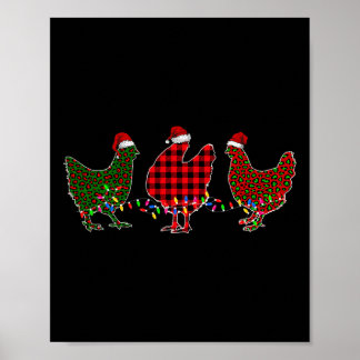 Affiche Chicken Merry Christmas Red Green Leopard Plaid Xm