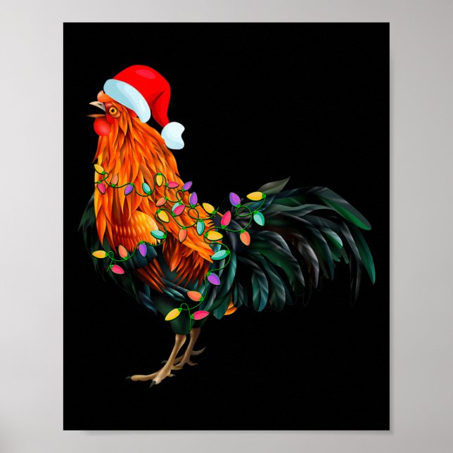 Affiche Chicken Santa Christmas Tree Funny Chicken Lover C (Devant)