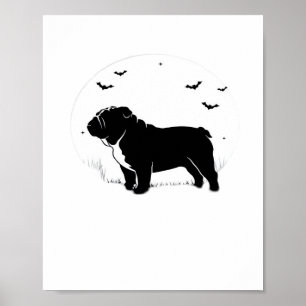 Affiche Chien à Chien - Halloween Moon Silhouette Ov