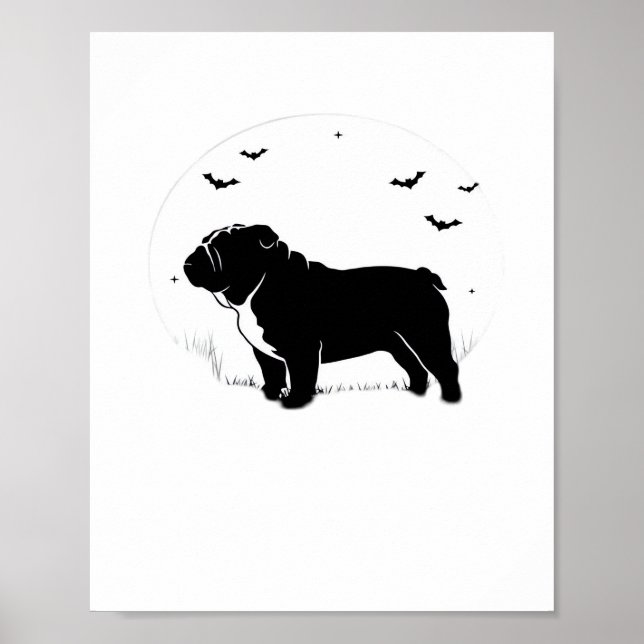 Affiche Chien à Chien - Halloween Moon Silhouette Ov (Devant)