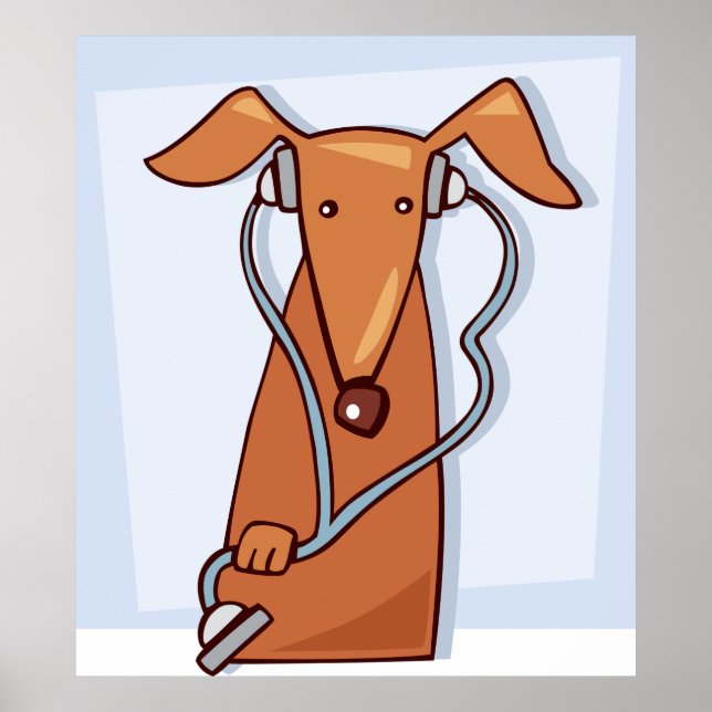 Affiche Chien à écouter de la musique drôle casque Pup (Devant)