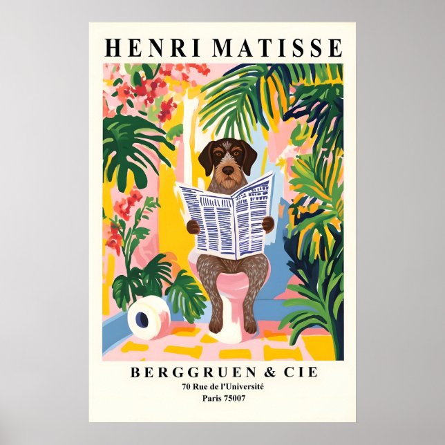Affiche Chien à poil dur allemand sur tapis coloré Matisse (Devant)