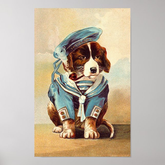 Affiche Chien à voile vintage (Devant)