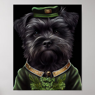 Affiche Chien Affenpinscher en Robe de la Saint Patrick
