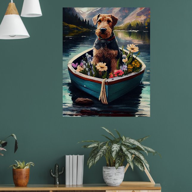 Affiche Chien Airedale sur une pagaie : Une aventure pitto (Salon 1)