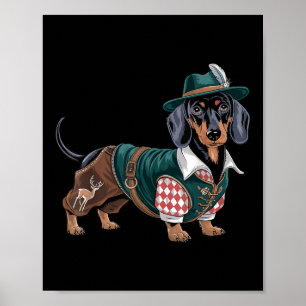 Affiche Chien allemand Dachshund Bavarian Weiner Saucisse 