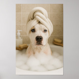 Affiche chien américain bully mignon décor de salle de bai