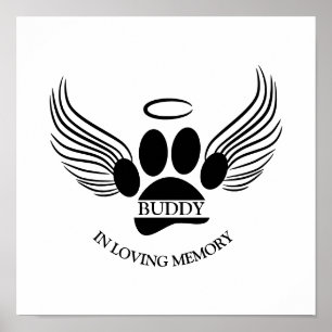 Affiche Chien Animal Angel Wings Memorial Nom personnalisé