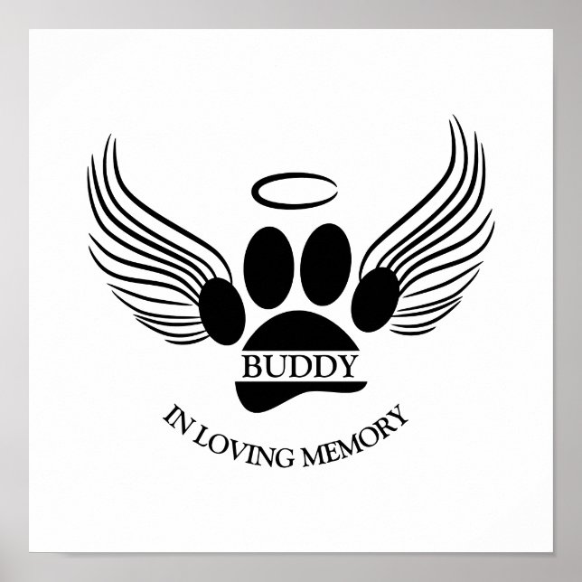 Affiche Chien Animal Angel Wings Memorial Nom personnalisé (Devant)