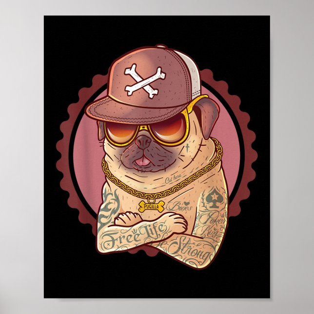 Affiche Chien, Animal de compagnie, Tatouage, Rap _ Carlin (Devant)